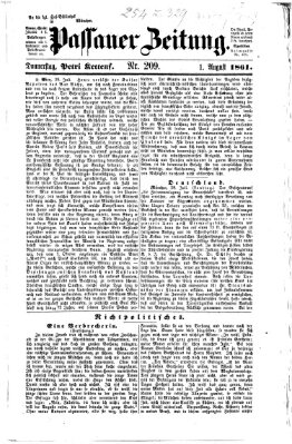 Passauer Zeitung Donnerstag 1. August 1861