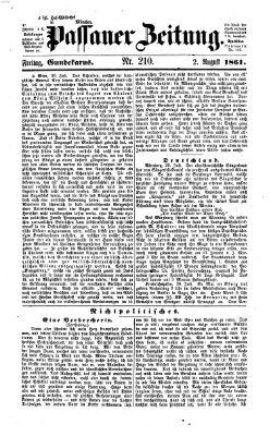 Passauer Zeitung Freitag 2. August 1861