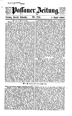 Passauer Zeitung Dienstag 6. August 1861