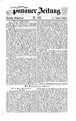 Passauer Zeitung Mittwoch 14. August 1861