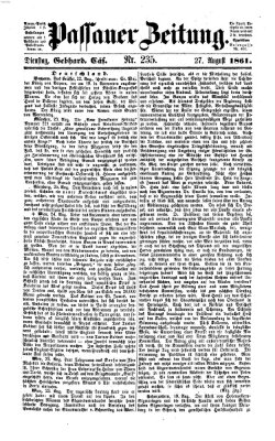 Passauer Zeitung Dienstag 27. August 1861