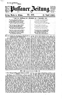 Passauer Zeitung Freitag 30. August 1861