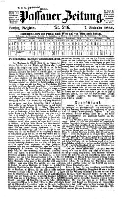 Passauer Zeitung Samstag 7. September 1861