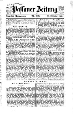 Passauer Zeitung Donnerstag 19. September 1861