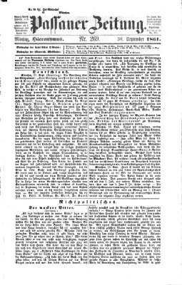 Passauer Zeitung Montag 30. September 1861