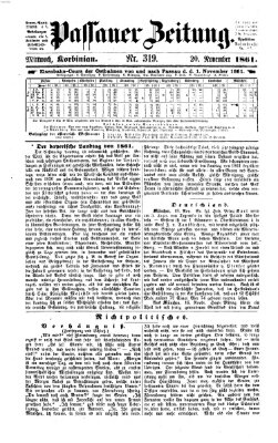 Passauer Zeitung Mittwoch 20. November 1861