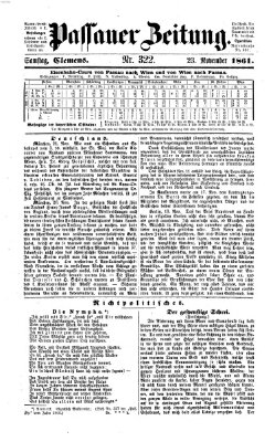 Passauer Zeitung Samstag 23. November 1861