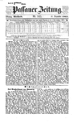 Passauer Zeitung Montag 16. Dezember 1861