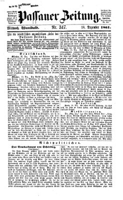 Passauer Zeitung Mittwoch 18. Dezember 1861