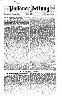 Passauer Zeitung Donnerstag 19. Dezember 1861