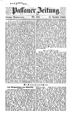 Passauer Zeitung Sonntag 22. Dezember 1861