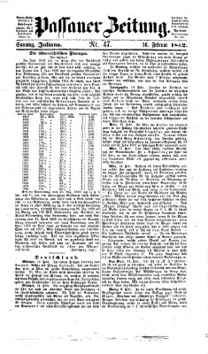 Passauer Zeitung Sonntag 16. Februar 1862