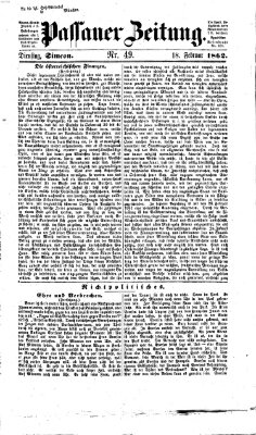 Passauer Zeitung Dienstag 18. Februar 1862