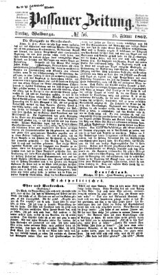 Passauer Zeitung Dienstag 25. Februar 1862