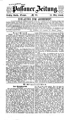 Passauer Zeitung Samstag 22. März 1862