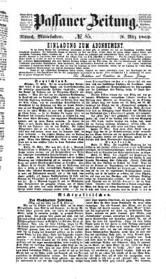 Passauer Zeitung Mittwoch 26. März 1862