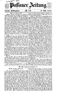 Passauer Zeitung Samstag 26. April 1862