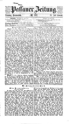 Passauer Zeitung Dienstag 15. Juli 1862