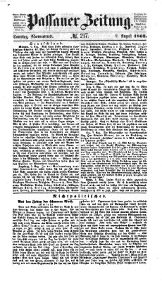 Passauer Zeitung Samstag 9. August 1862