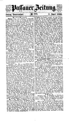 Passauer Zeitung Sonntag 10. August 1862