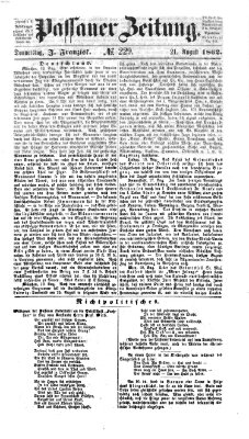 Passauer Zeitung Donnerstag 21. August 1862