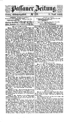 Passauer Zeitung Sonntag 31. August 1862