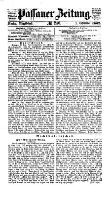 Passauer Zeitung Montag 1. September 1862