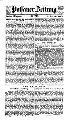 Passauer Zeitung Samstag 6. September 1862