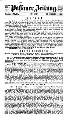 Passauer Zeitung Dienstag 23. September 1862