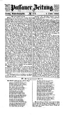 Passauer Zeitung Sonntag 5. Oktober 1862