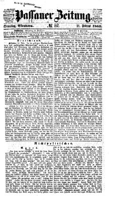 Passauer Zeitung Samstag 21. Februar 1863