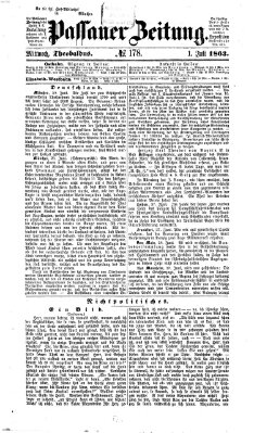 Passauer Zeitung Mittwoch 1. Juli 1863