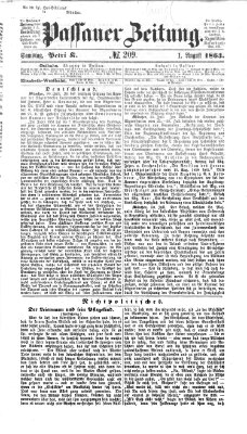 Passauer Zeitung Samstag 1. August 1863