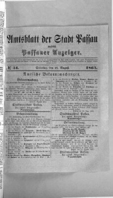 Passauer Zeitung Sonntag 23. August 1863