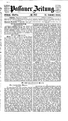 Passauer Zeitung Mittwoch 23. September 1863