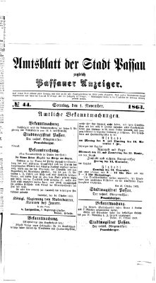 Passauer Zeitung Sonntag 1. November 1863