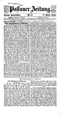 Passauer Zeitung Mittwoch 10. Februar 1864