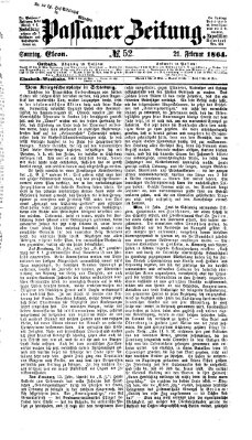 Passauer Zeitung Sonntag 21. Februar 1864