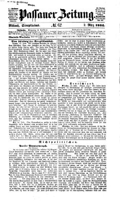 Passauer Zeitung Mittwoch 2. März 1864