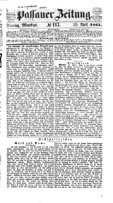 Passauer Zeitung Dienstag 25. April 1865