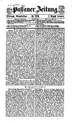 Passauer Zeitung Mittwoch 2. August 1865