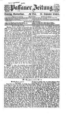 Passauer Zeitung Samstag 16. September 1865