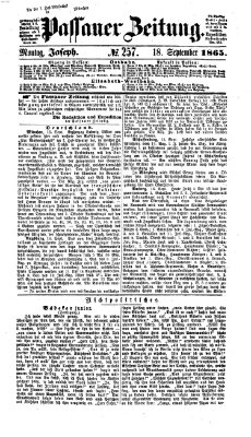 Passauer Zeitung Montag 18. September 1865