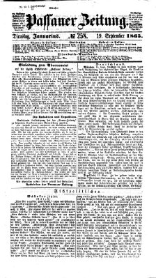 Passauer Zeitung Dienstag 19. September 1865