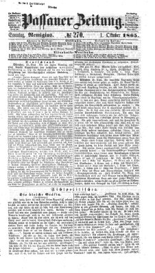 Passauer Zeitung Sonntag 1. Oktober 1865