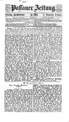 Passauer Zeitung Sonntag 5. November 1865