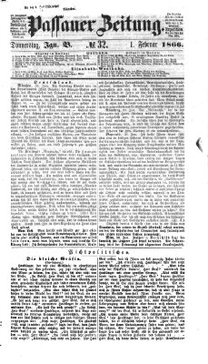 Passauer Zeitung Donnerstag 1. Februar 1866