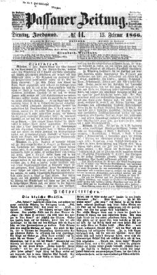 Passauer Zeitung Dienstag 13. Februar 1866