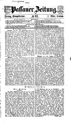 Passauer Zeitung Freitag 2. März 1866