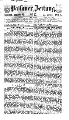 Passauer Zeitung Mittwoch 23. Januar 1867